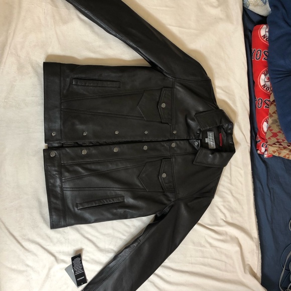 Men’s Michael Kors Leather Jacket Size Small Color Espresso - Picture 2 of 7